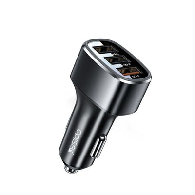 شاحن سيارة سريع Y46 مزود بثلاثة منافذ USB – شاحن QC متعدد الوظائف
