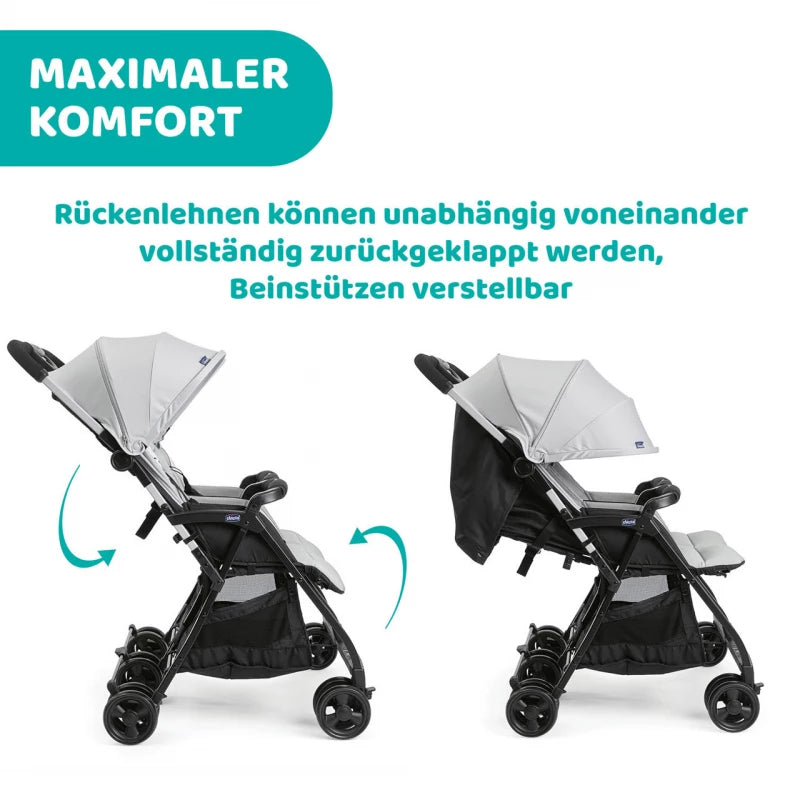 Chicco Ohlala Twin Double Stroller – Silver Chicco Ohlala Twin Double Stroller – Silver