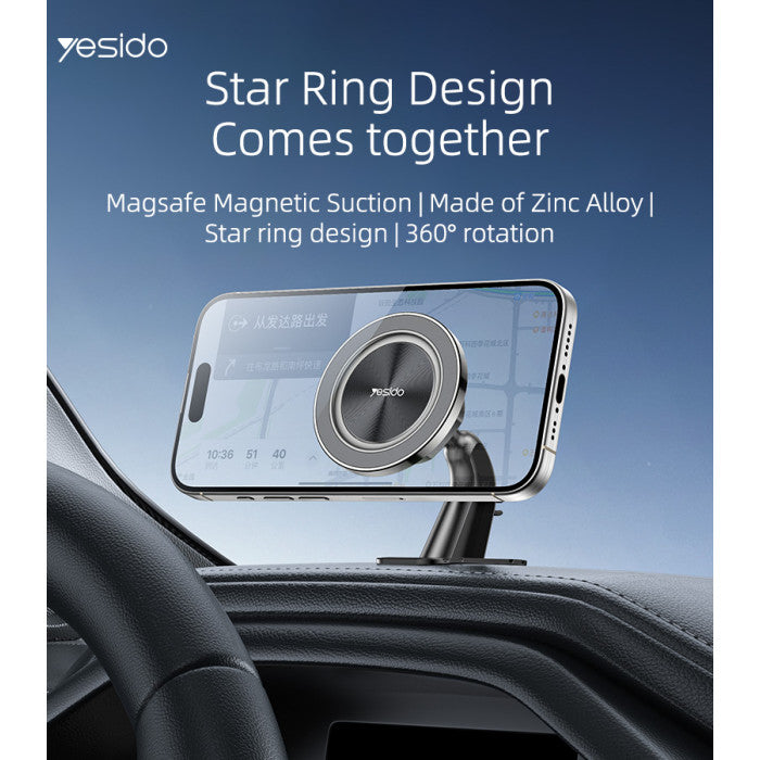 YESIDO 360° Rotating Magnetic Phone Holder for Dashboard