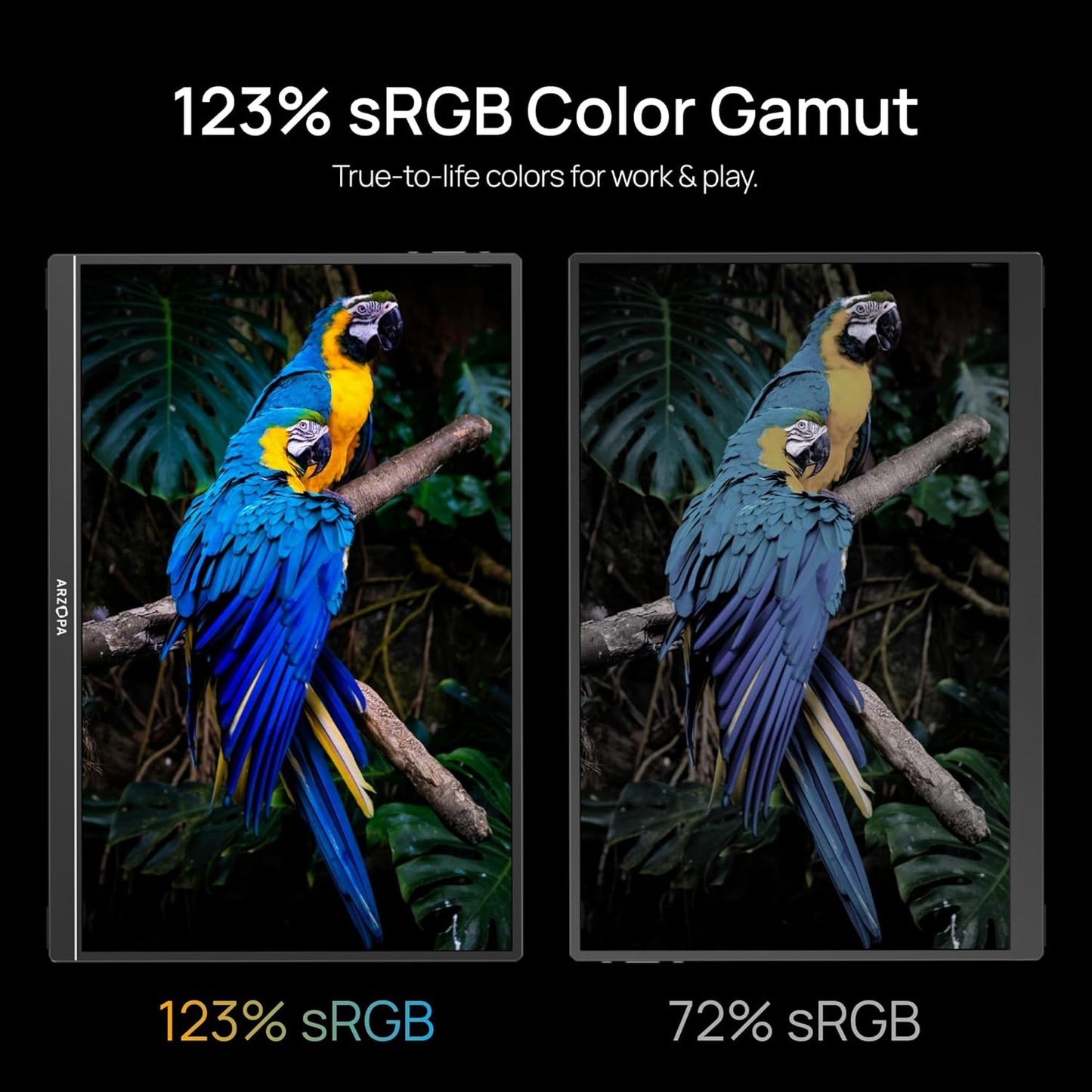 Arzopa Z1RC | 16" 2.5K Portable Monitor with 500nits 8bit Display