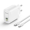 شاحن سفر YC44 بقوة 20 وات - شحن سريع من النوع C وLightning
