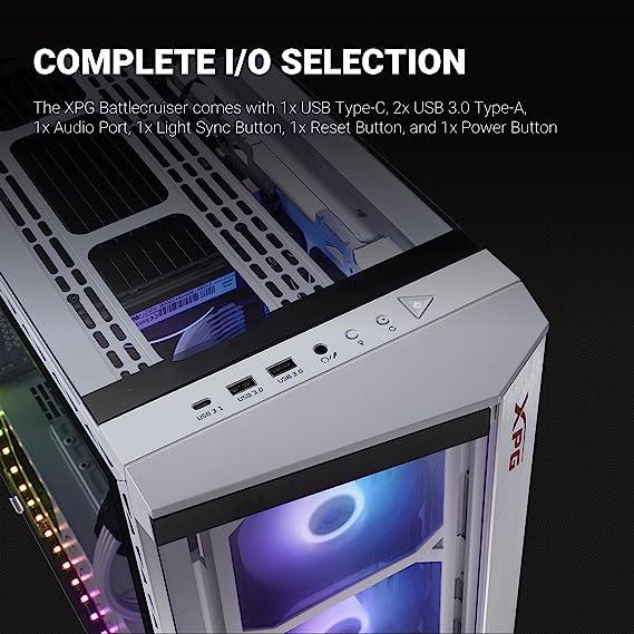هيكل كمبيوتر XPG BATTLECRUISER Super Mid- Tower - أبيض 