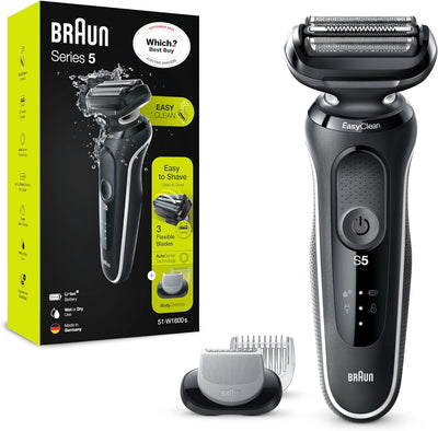 Braun Series 5: Rechargeable Electric Razor for Men - Wet & Dry, Easy Clean - Black