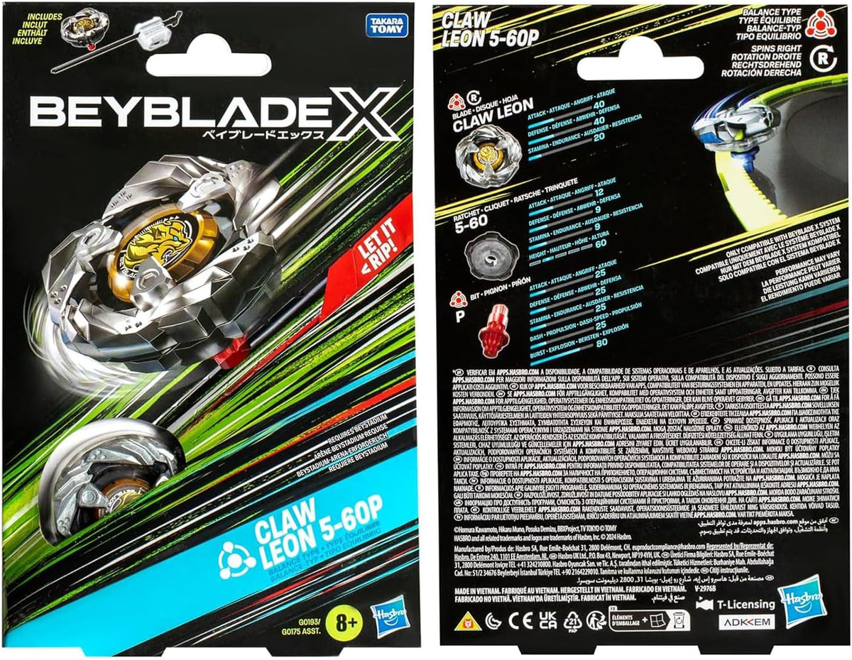 مجموعة Beyblade X – Claw Leon 5-60P مع سبينر ومطلق