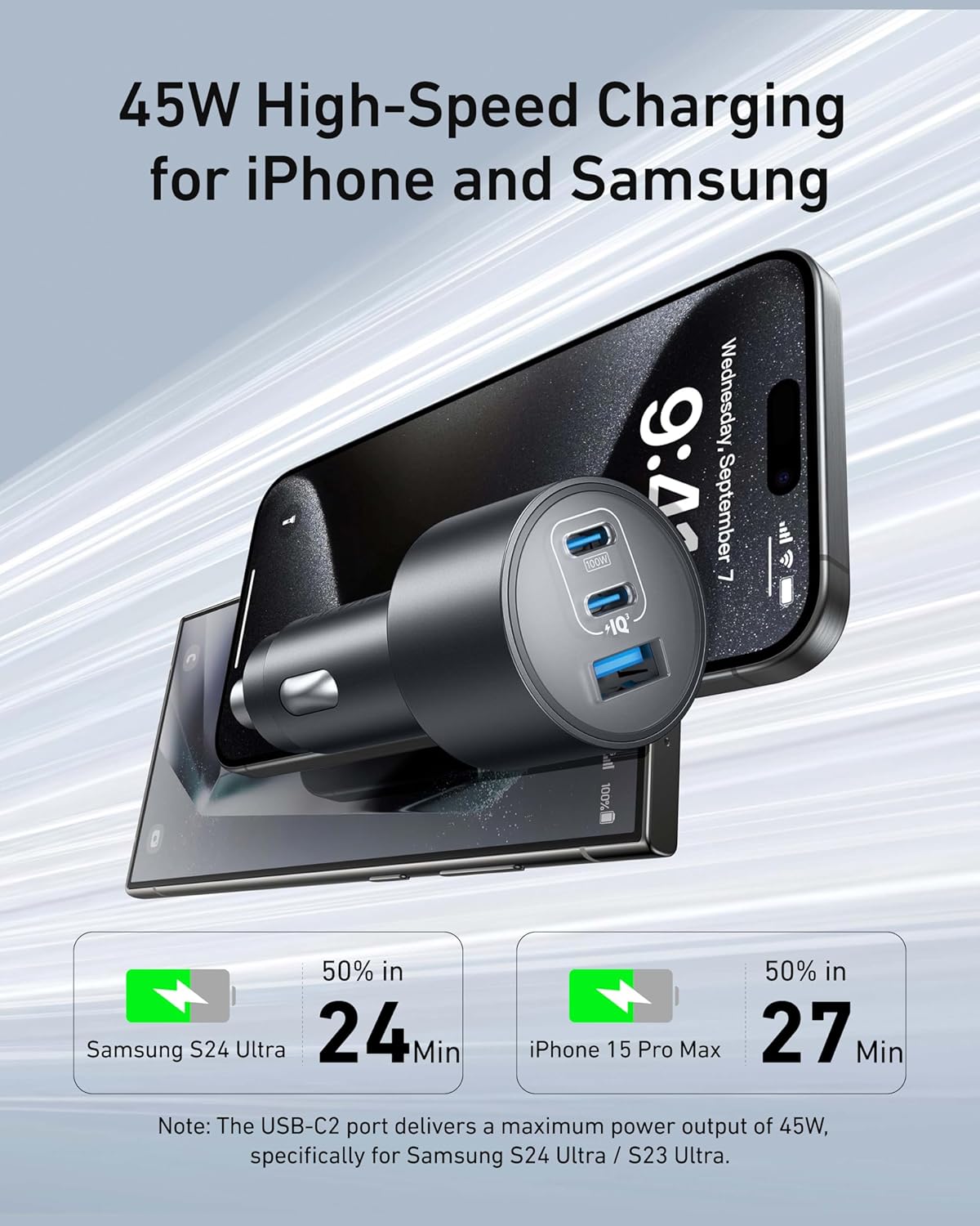 Anker 167.5W 3-Port USB-C Car Charger – 100W + 45W + 22.5W