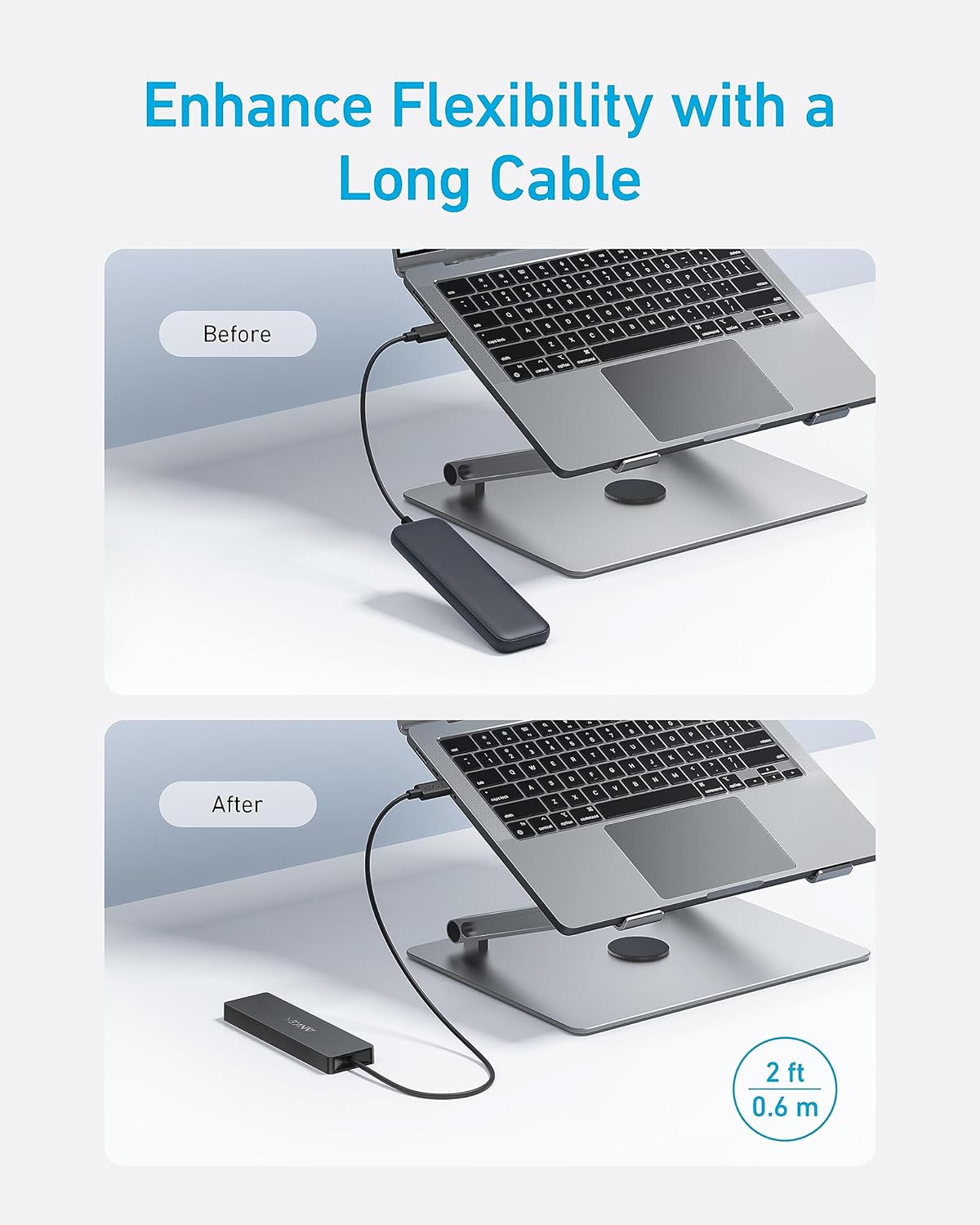 Anker USB-C Hub 4-in-1 5Gbps – 4x USB 3.0 Ports | 2ft Cable | Plug & Play