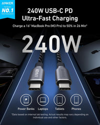 Anker Prime كابل تايب سي إلى تايب سي بقوة 240 واط وبطول 6 أقدام ومتين