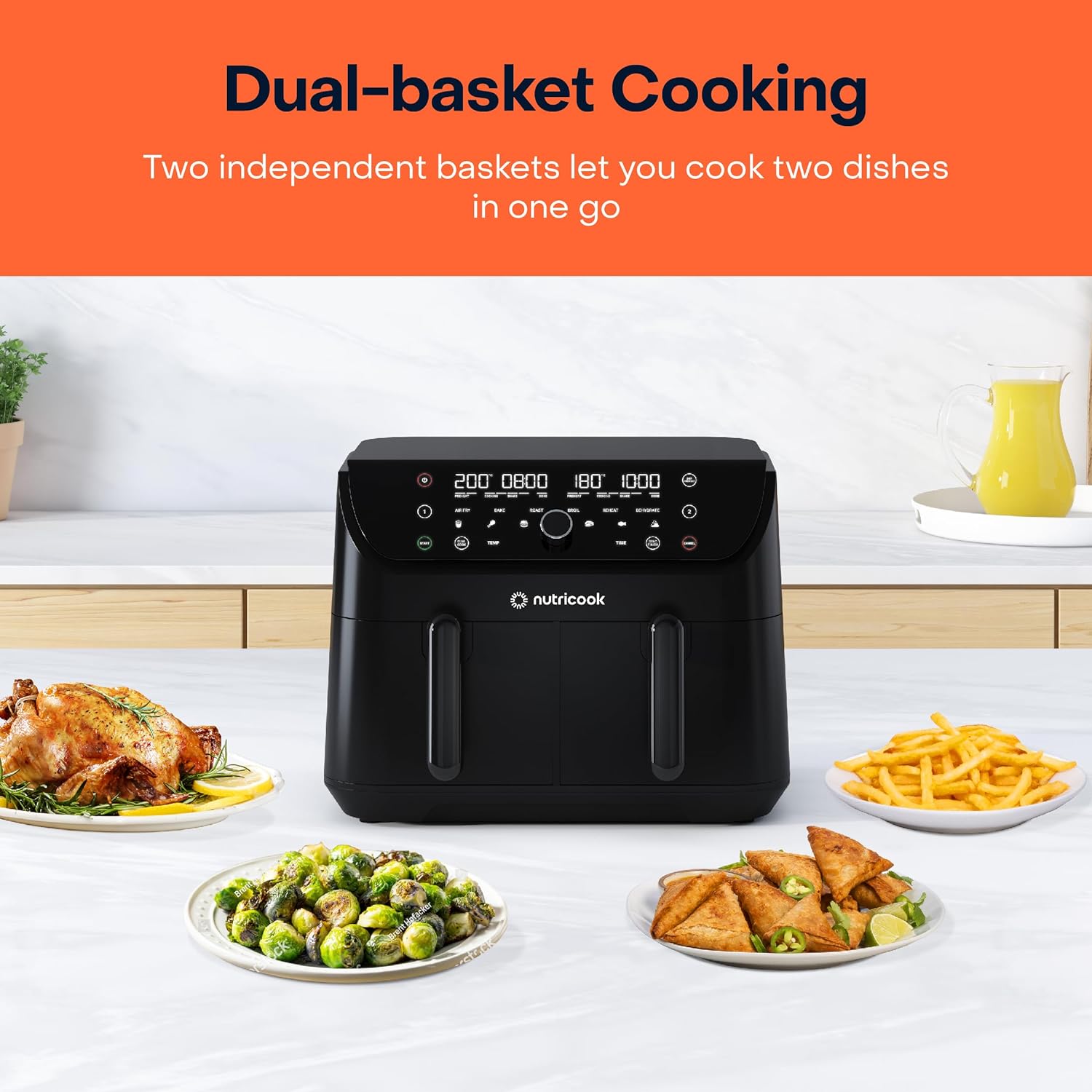 Nutricook Air Fryer Duo 2 Non-Vision 8.5L / Independently Controlled Dual Baskets - Black Nutricook Air Fryer Duo 2 Non-Vision 8.5L / Independently Controlled Dual Baskets - Black