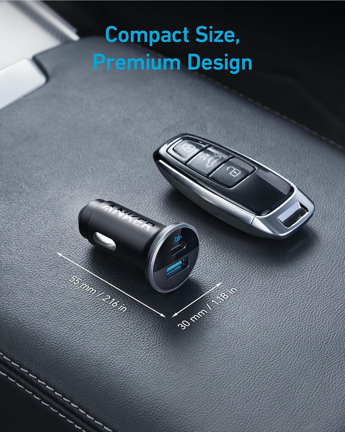 ANKER USB C Car Charger Adapter / 52.5W / USB Charger/ Fast Charging for iPhone - Black
