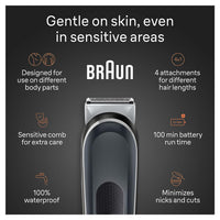 Braun Body Groomer Series 5 : Men's Groomer for Gentle and Clean Shave, Waterproof - BLACK