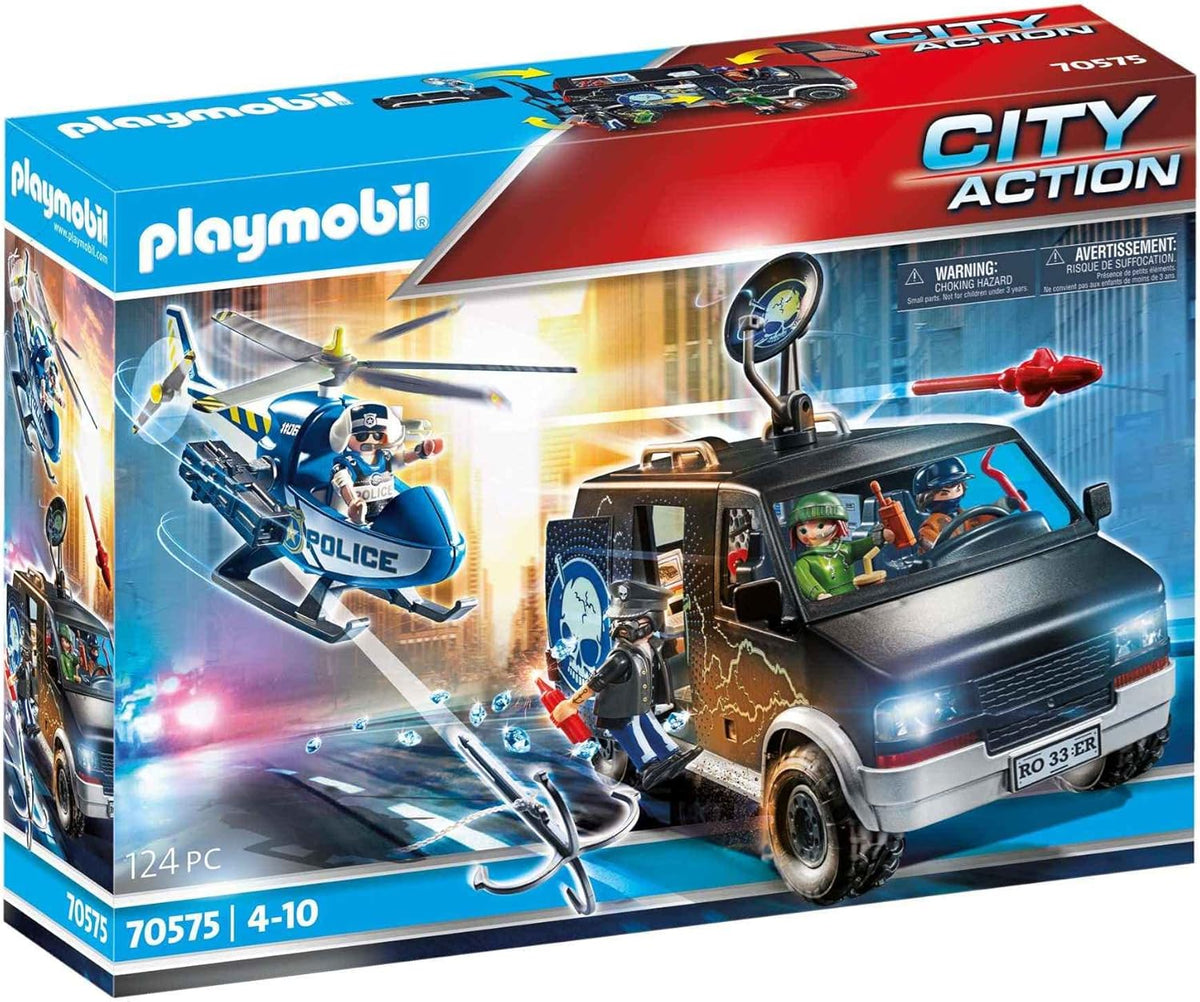 Playmobil Helicopter Chase with Runaway Van - Toy Adventure Playmobil Helicopter Chase with Runaway Van - Toy Adventure