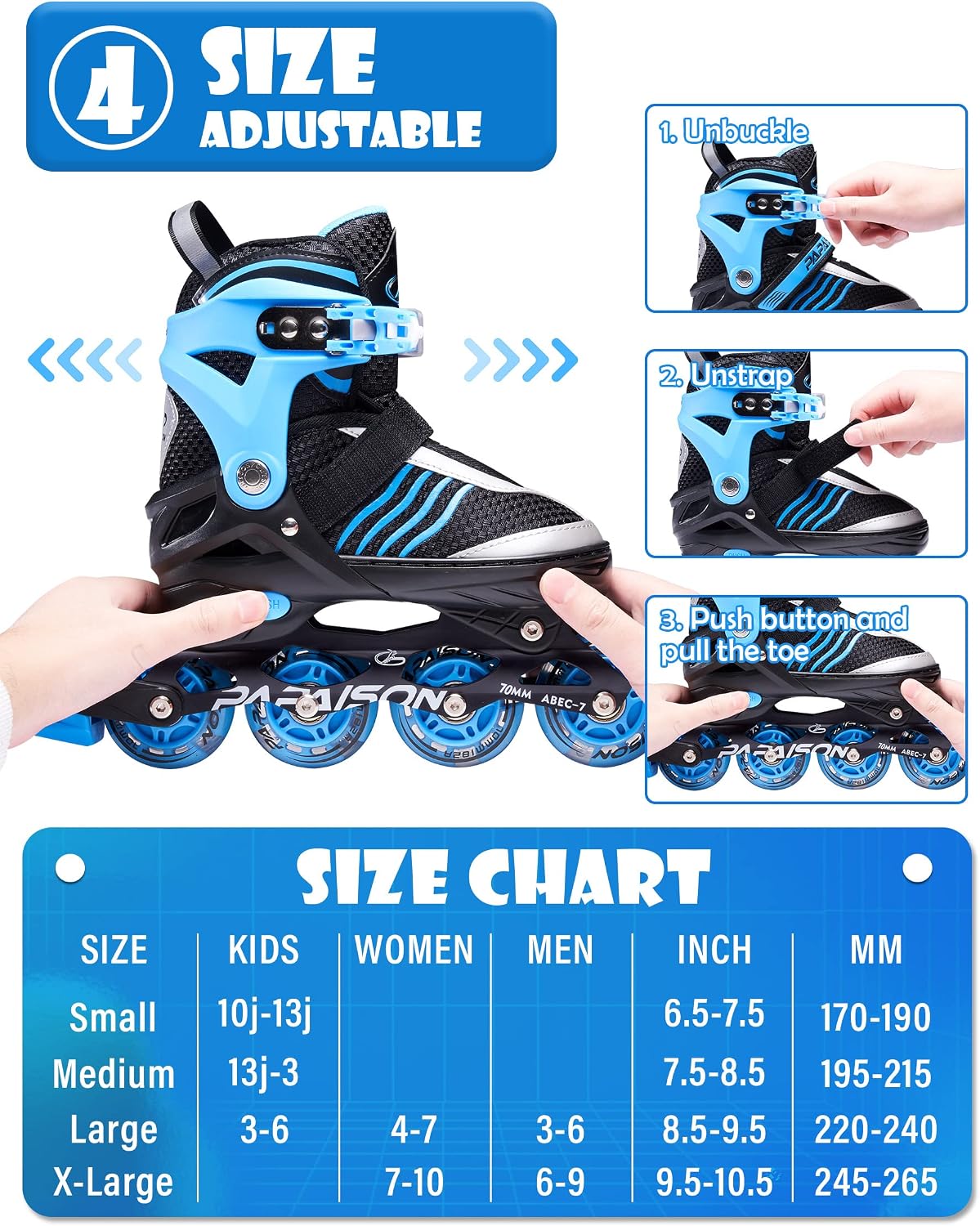 Papaison Light-Up Roller Skates – Model 308