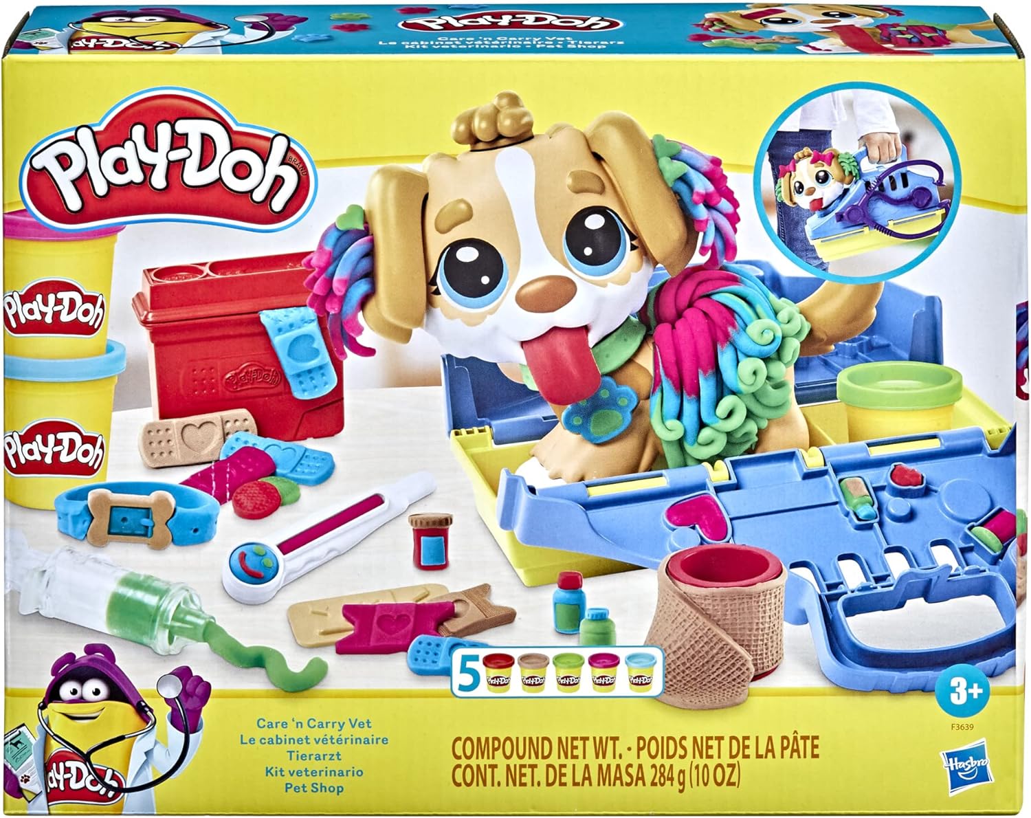 Hasbro Play-Doh Care 'n Carry Vet Set - Fun Pet Play for Kids