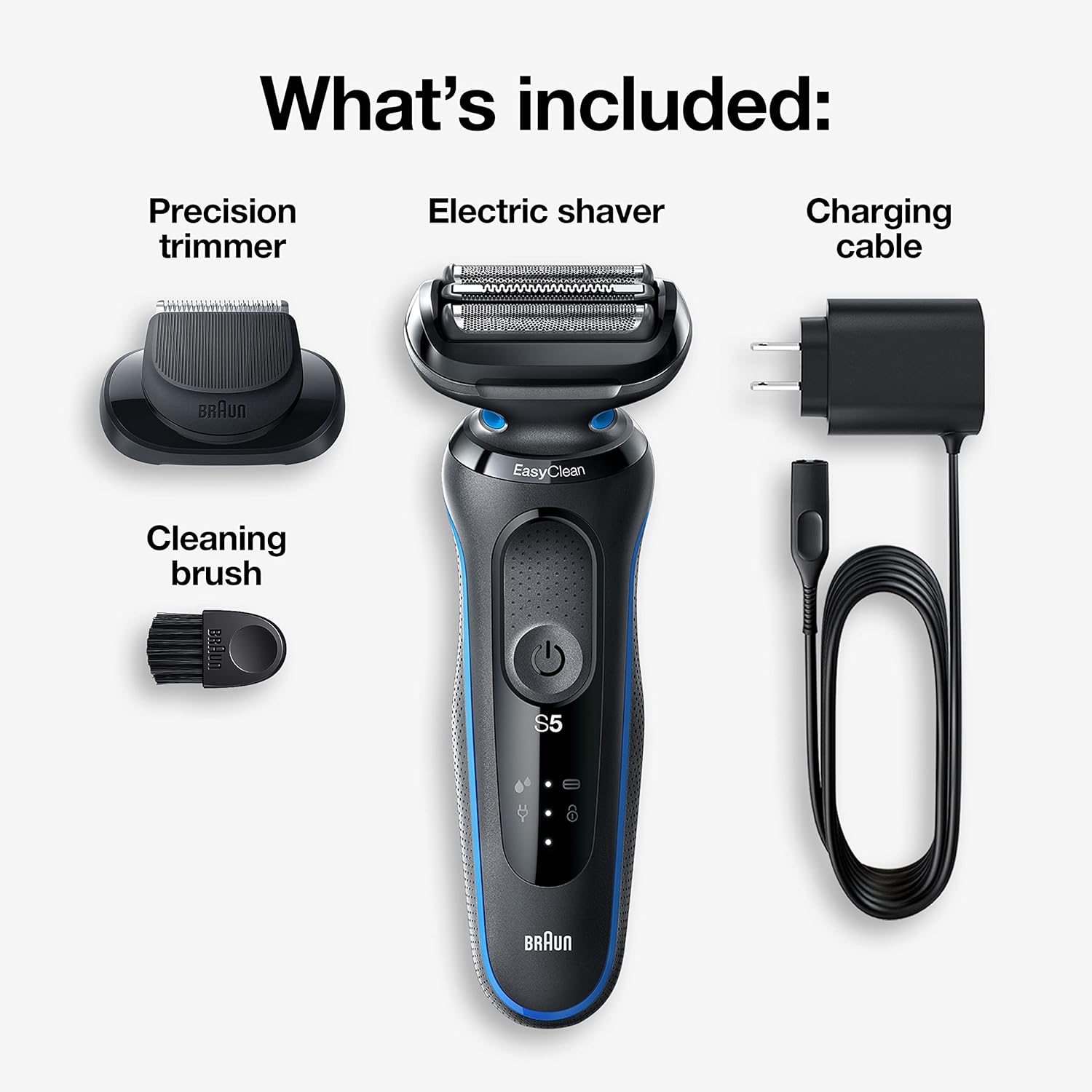 Braun Series 5: Rechargeable Wet & Dry Men's Electric Shaver with Precision Trimmer - BLACK