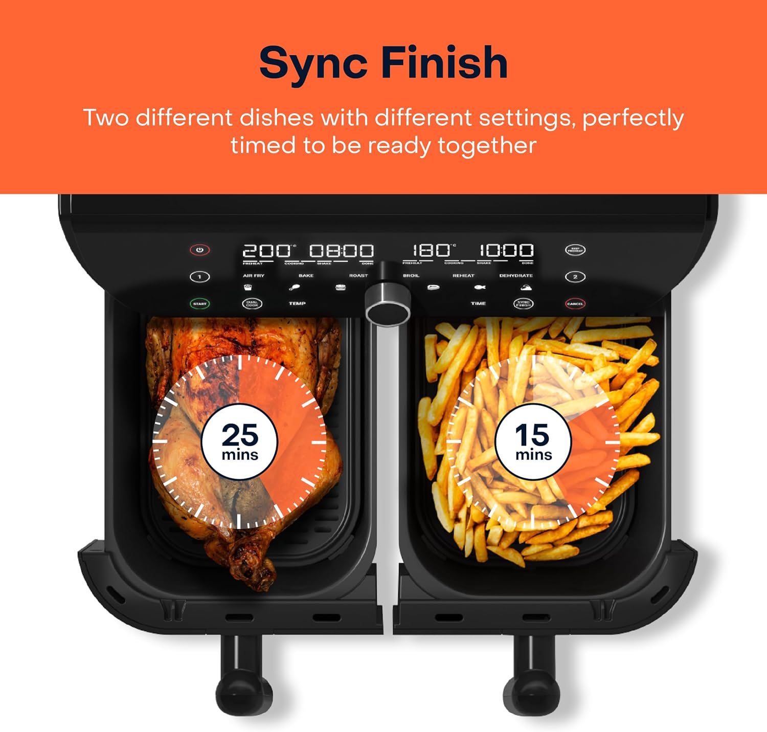 Nutricook Air Fryer Duo 2 Non-Vision 8.5L / Independently Controlled Dual Baskets - Black Nutricook Air Fryer Duo 2 Non-Vision 8.5L / Independently Controlled Dual Baskets - Black