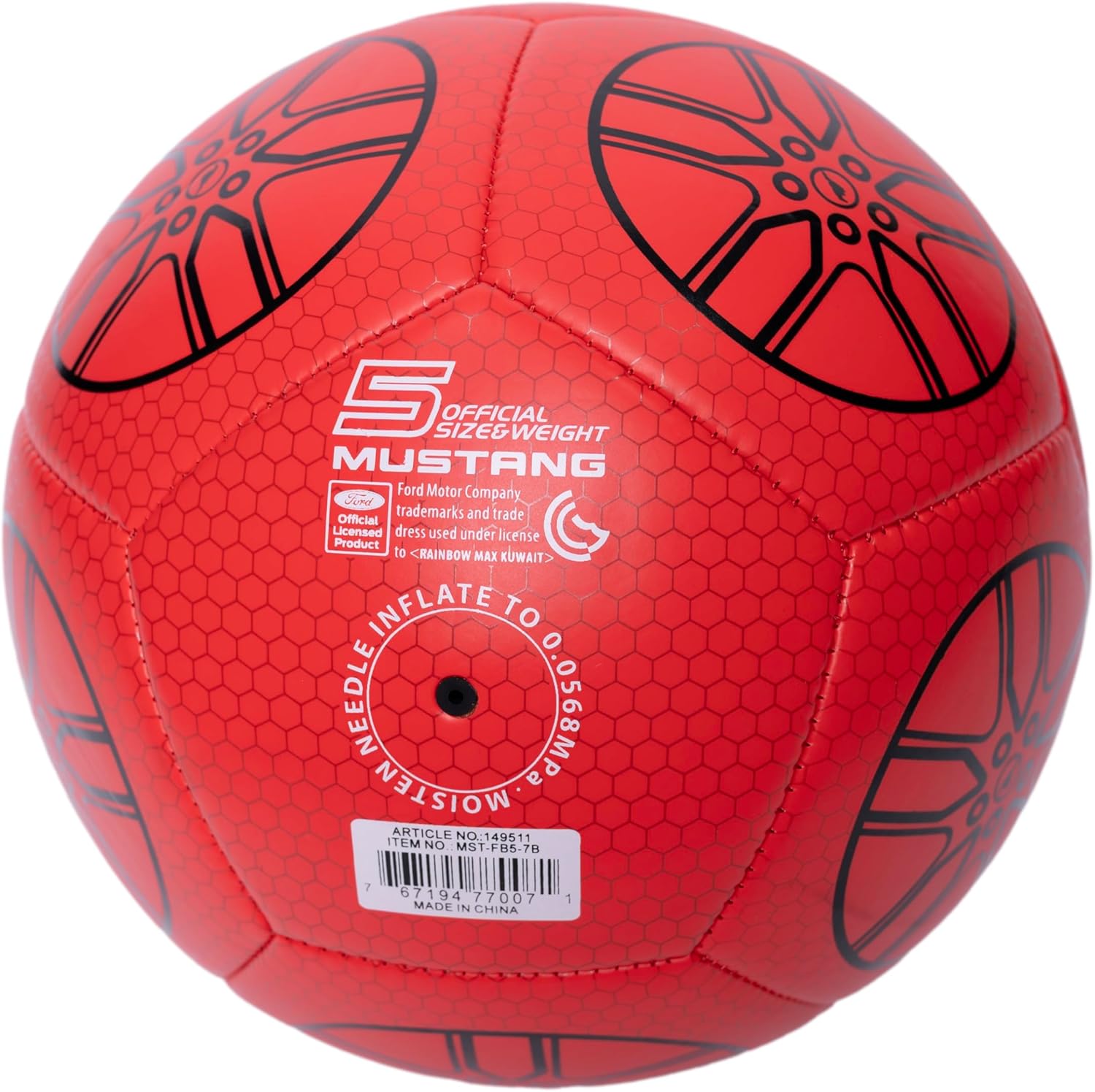 سيارة أطفال ركوب Mustang حمراء بعجلات سوداء 18 شهر+