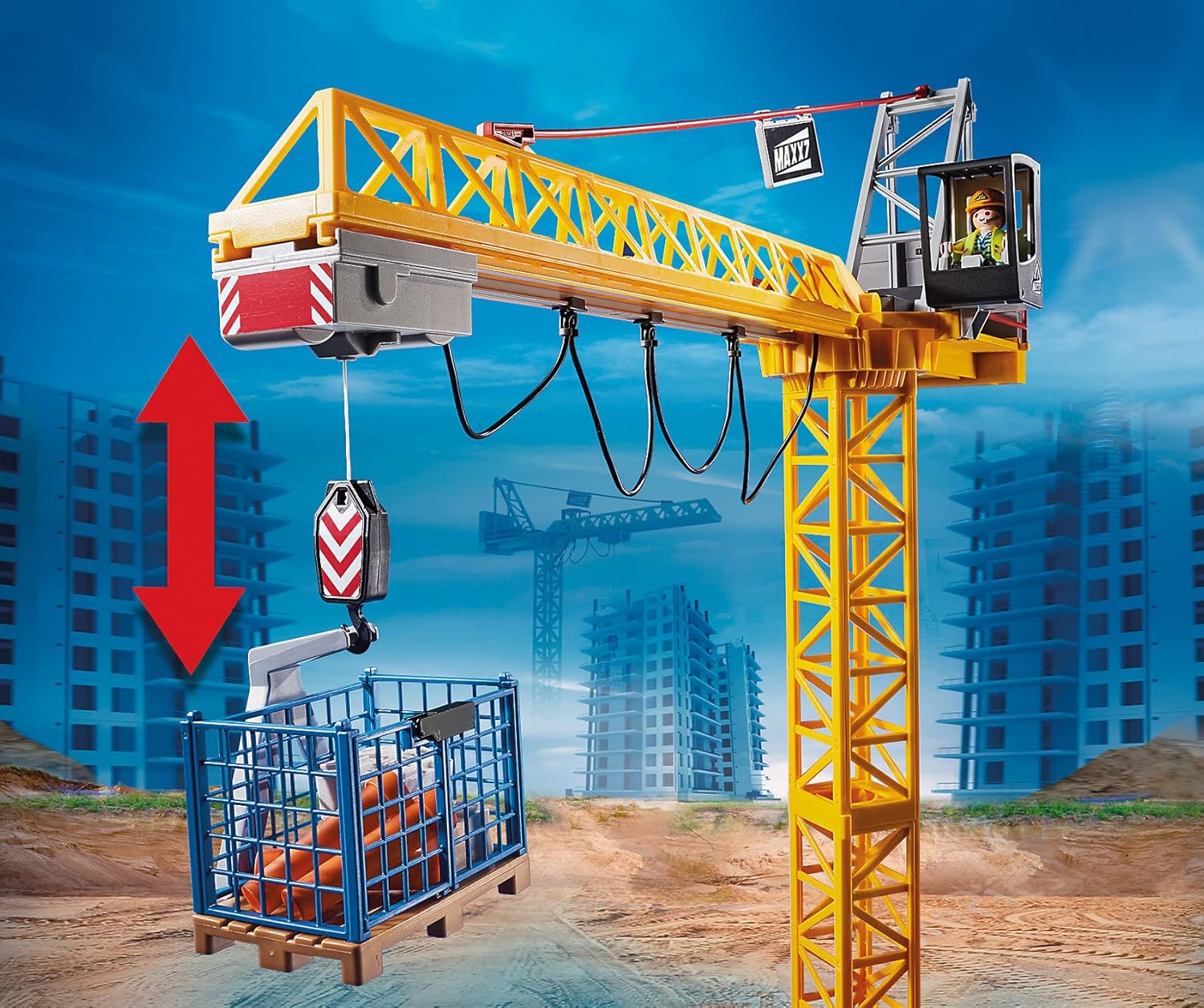 PLAYMOBIL RC Crane with Building Section - Remote-Controlled Toy