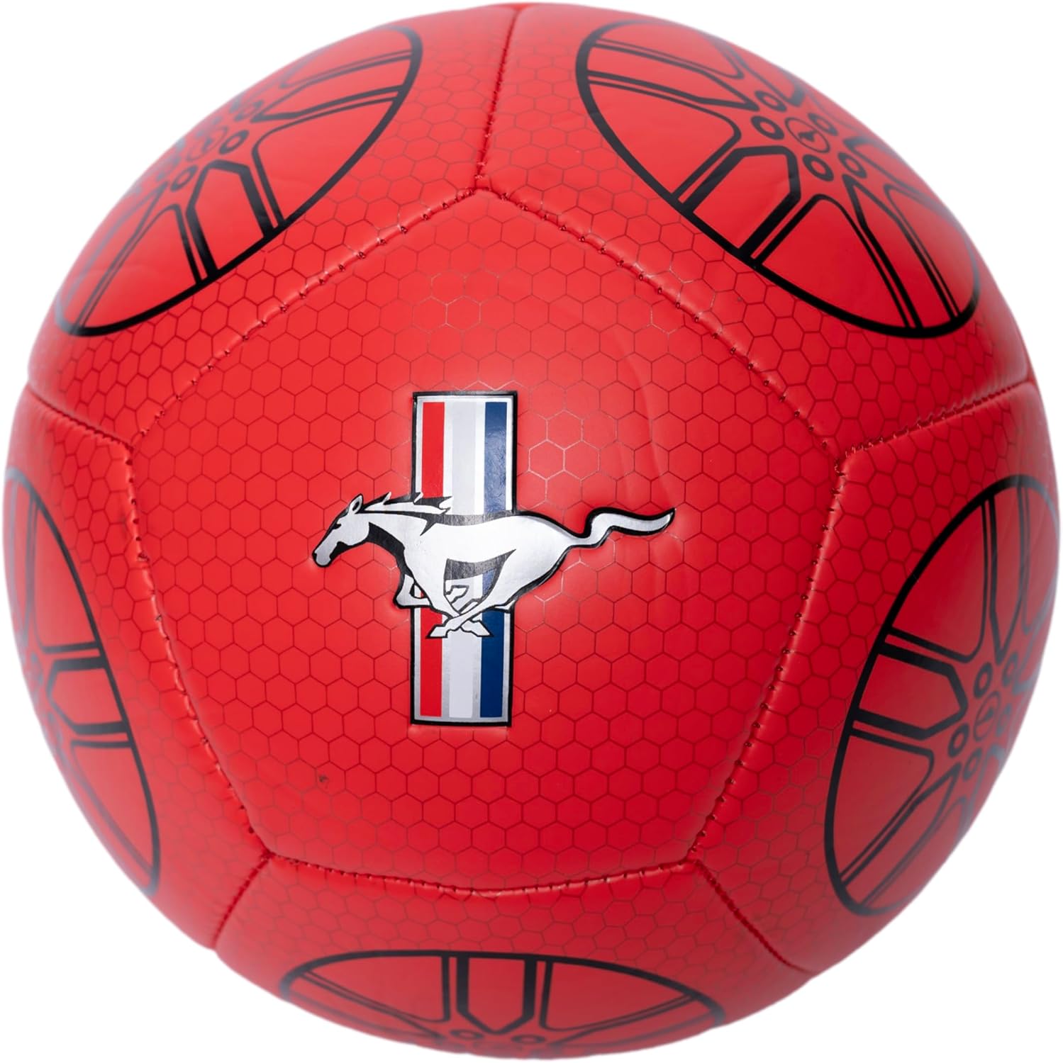 سيارة أطفال ركوب Mustang حمراء بعجلات سوداء 18 شهر+