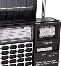 Olsenmark OMR1276 Portable Rechargeable Retro Radio with Bluetooth, USB, TF & Karaoke – 3-Band | Solar Charging | Black