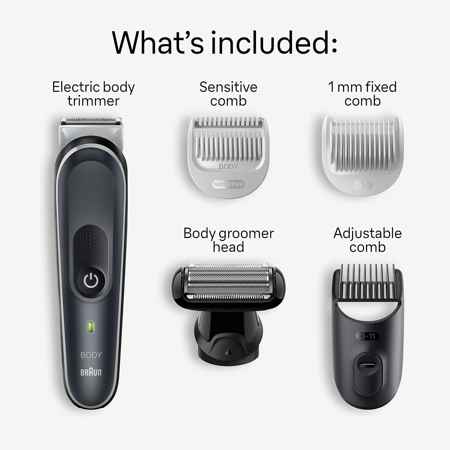 ماكينة حلاقة الجسم Braun Body Groomer Series 5: ماكينة حلاقة للرجال لحلاقة لطيفة ونظيفة ومقاومة للماء - باللون الأسود