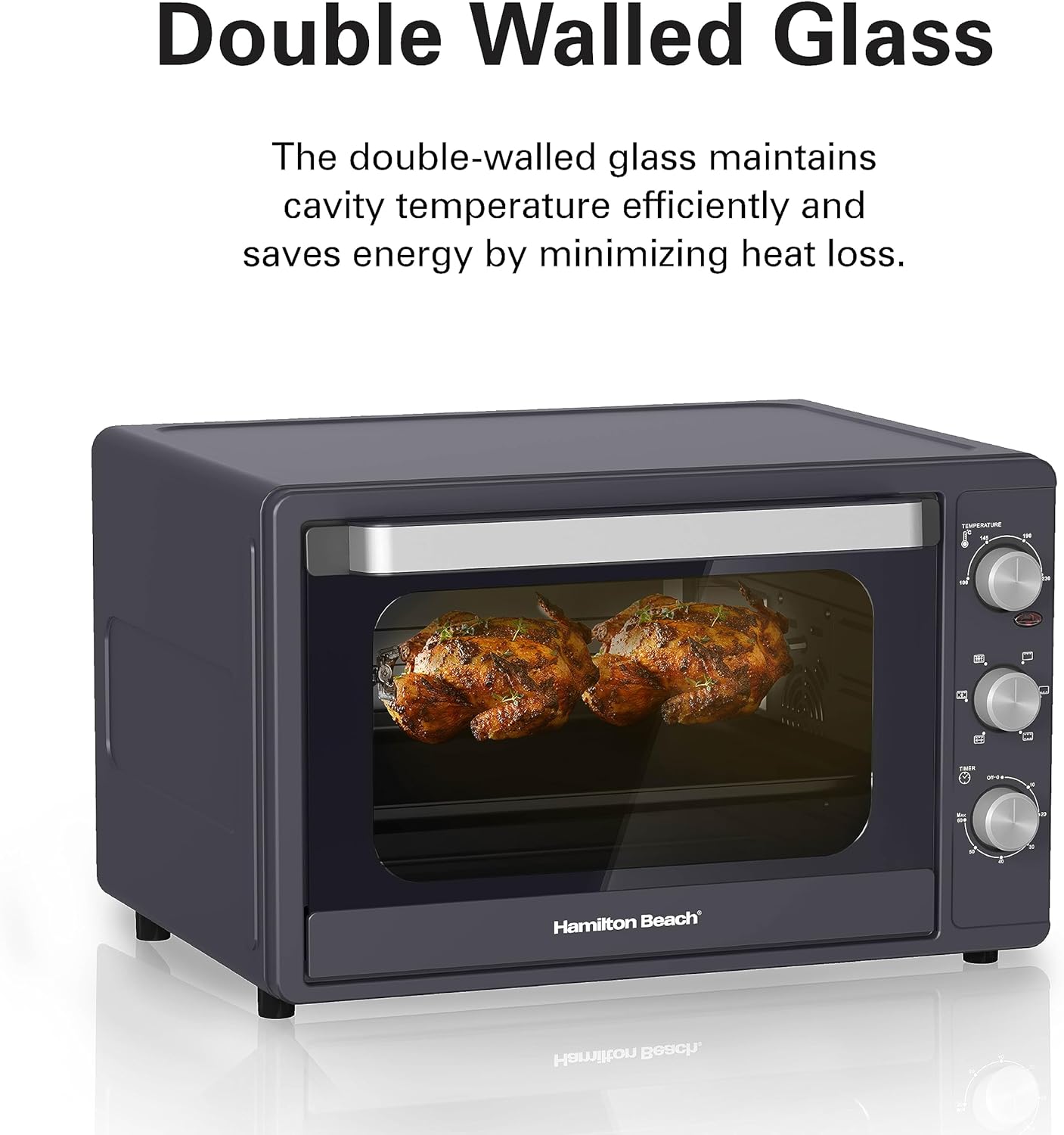 Hamilton Beach 55L 2200W Convection Toaster Oven with Rotisserie Grill - Black