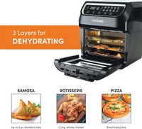Nutricook Airfryer Oven 12L / Digital One Touch Control Panel Display - Black