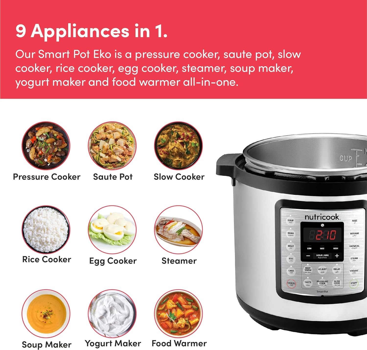 Nutricook Smart Pot Eko 6L / Electric Pressure Cooker - Silver Nutricook Smart Pot Eko 6L / Electric Pressure Cooker - Silver