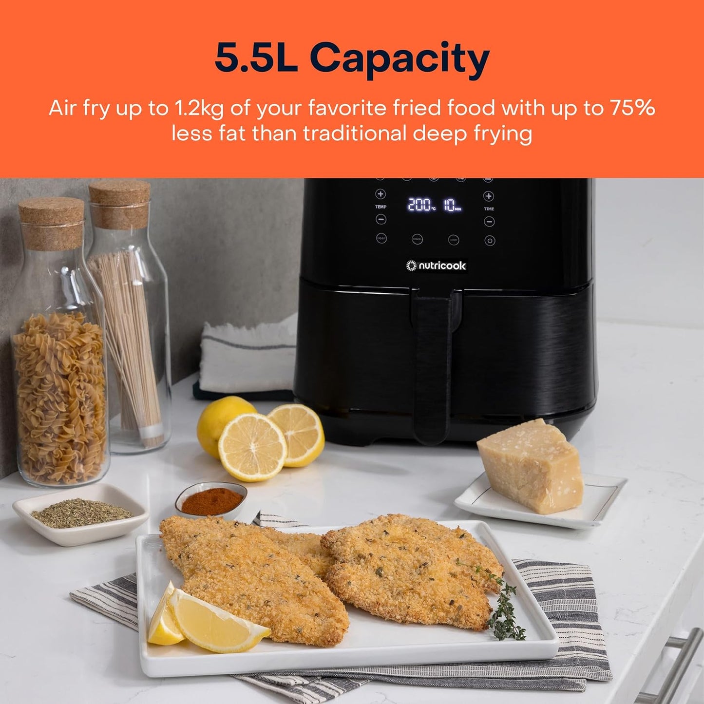 Nutricook Rapid AirfryeR2 / مقلاة عميقة تقليدية سعة 5.5 لتر - أسود