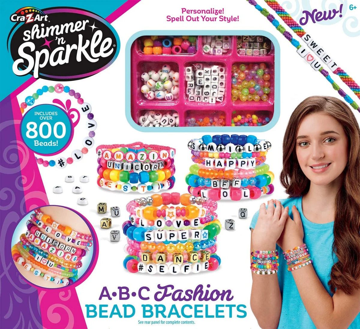 Shimmer n Sparkle ABC Fashion Bead Bracelet Kit – 800+ Beads by Cra-Z-Art (17883)