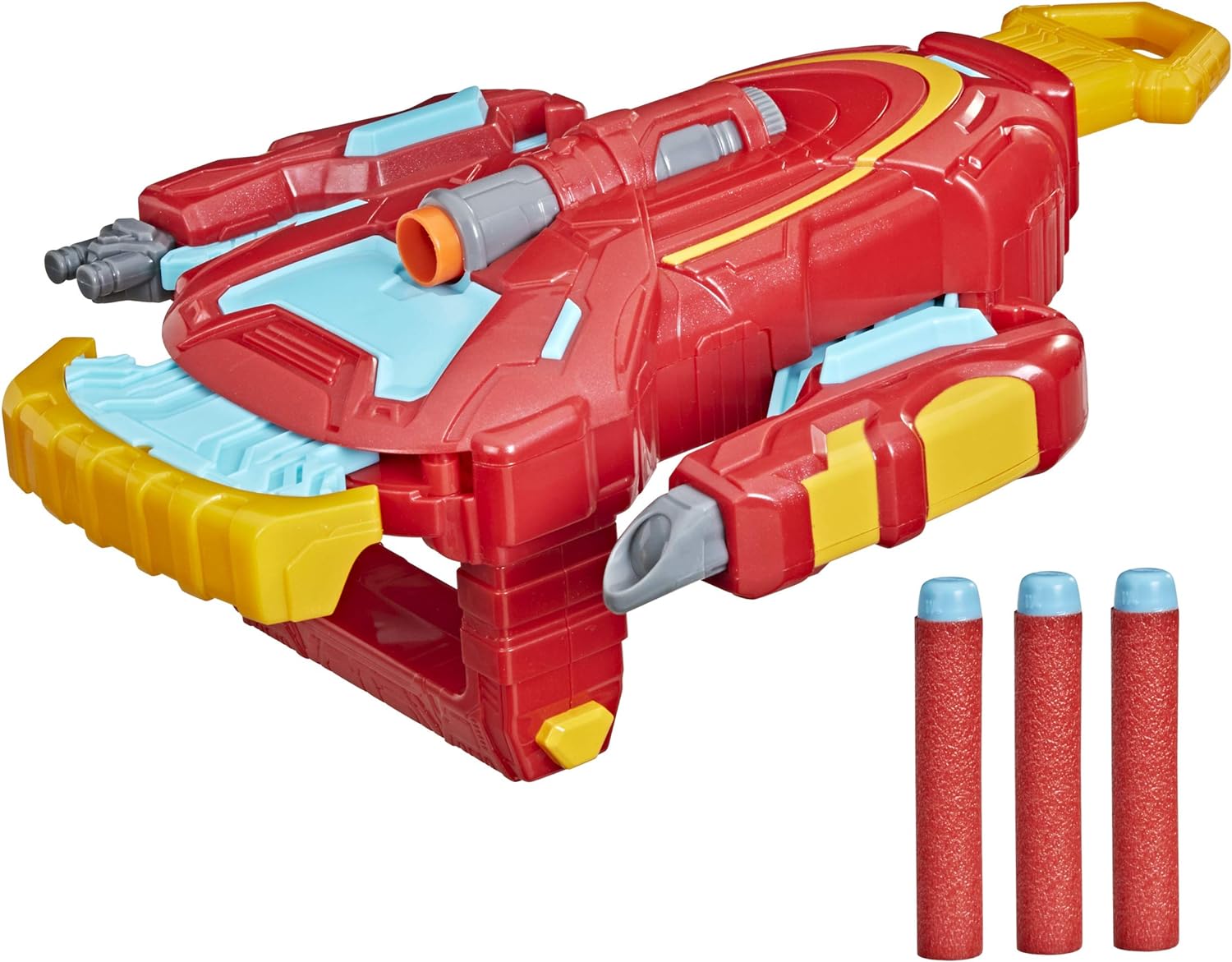 Hasbro Avengers Marvel Mech Strike Iron Man Strikeshot Gauntlet Role Play Toy with 3 NERF Darts, Pull Handle to Expand, for Kids Ages 5 and Up