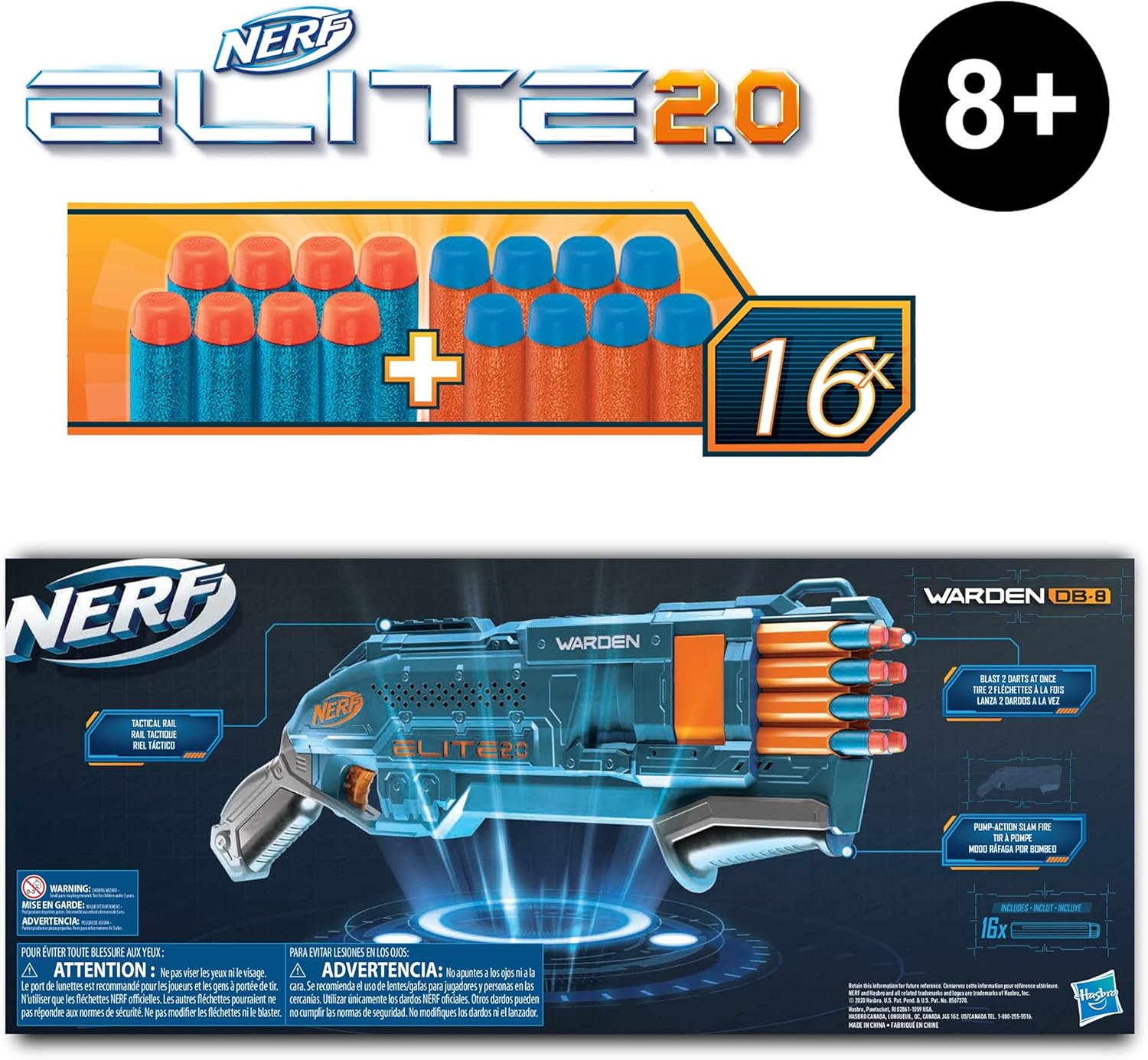 Hasbro Nerf Elite 2.0 Warden Db-8 Blaster Hasbro Nerf Elite 2.0 Warden Db-8 Blaster