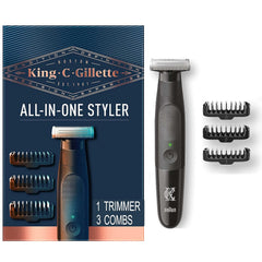 King C. Gillette All-in-One Stubble Trimmer: Cordless, Waterproof, 4D Blade  - BLACK