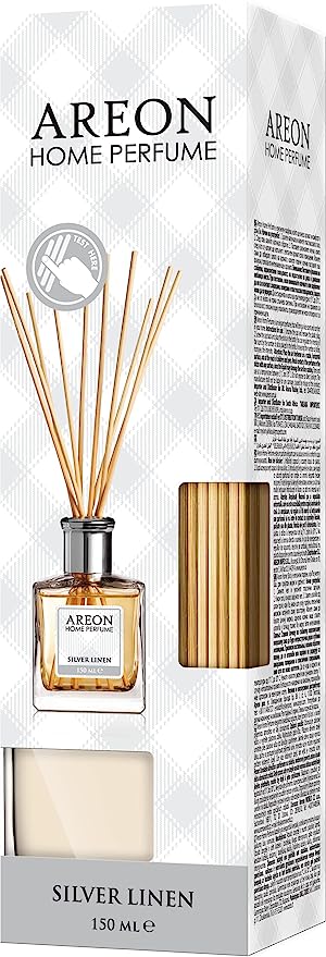 Areon Silver Linen 150 ML Home Perfume Sticks | Perfect For Use In Bedroom, Kitchen, Bathroom & Living Room