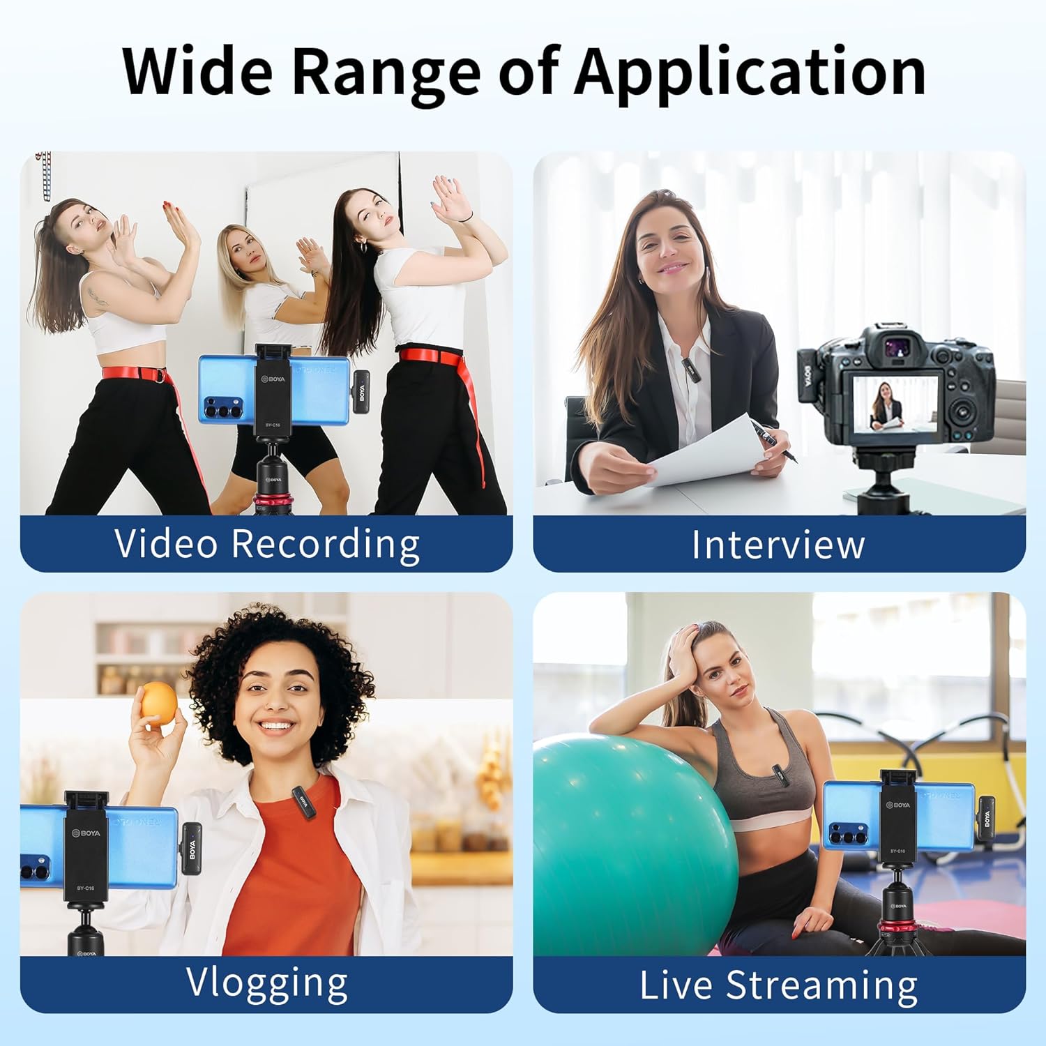 Boya Wireless Microphone System with 1 Receiver 2 Transmitters Charging Box Boya Wireless Microphone System with 1 Receiver 2 Transmitters Charging Box