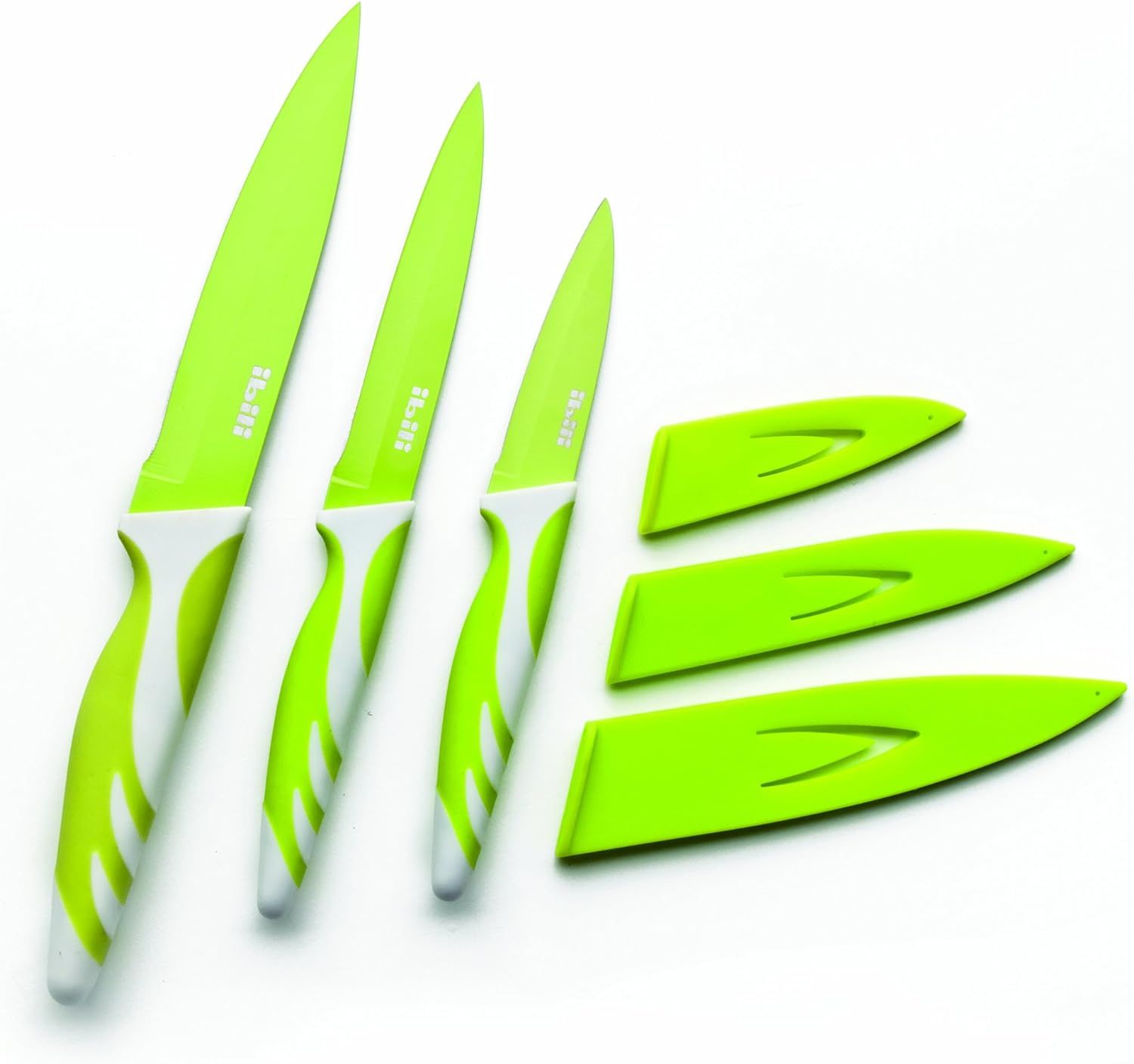 Ibili 3-Piece Kitchen Knife Set with Covers – Green Ibili 3-Piece Kitchen Knife Set with Covers – Green