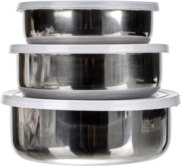 Set of 3 Stainless Steel Food Containers – Durable & Safe