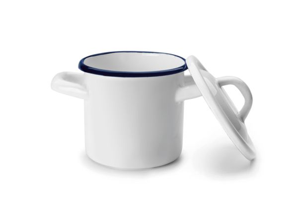 Ibili Blanca Casserole with Lid 10cm – White & Blue Ibili Blanca Casserole with Lid 10cm – White & Blue