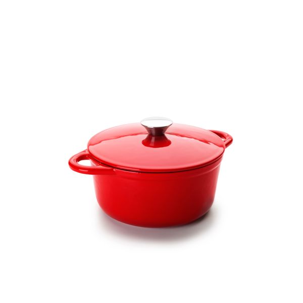 Ibili 24cm Red Iron Pot with Lid – Durable & Practical Ibili 24cm Red Iron Pot with Lid – Durable & Practical