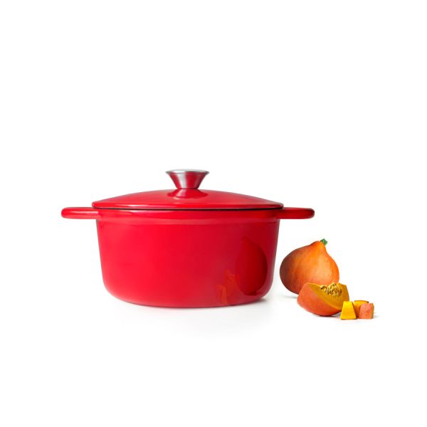 Ibili 24cm Red Iron Pot with Lid – Durable & Practical Ibili 24cm Red Iron Pot with Lid – Durable & Practical