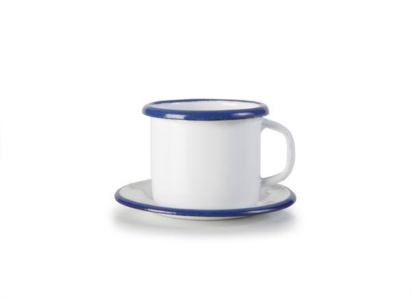 Ibili Blanca Cup & Saucer 5cm – White & Blue Ibili Blanca Cup & Saucer 5cm – White & Blue