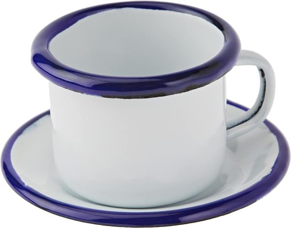 Ibili Blanca Cup & Saucer 5cm – White & Blue Ibili Blanca Cup & Saucer 5cm – White & Blue