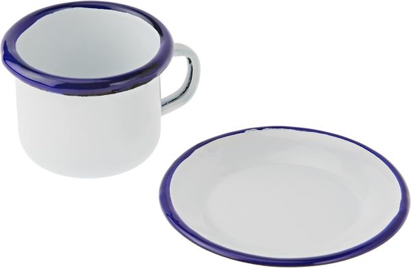 Ibili Blanca Cup & Saucer 5cm – White & Blue Ibili Blanca Cup & Saucer 5cm – White & Blue