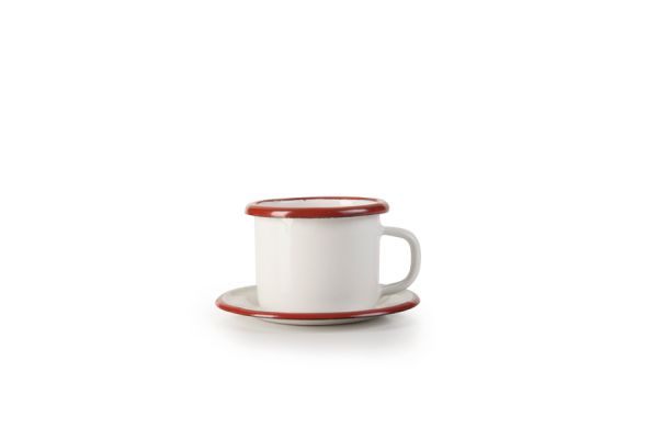 Ibili Bordeaux Cup & Saucer 5cm – White & Red Ibili Bordeaux Cup & Saucer 5cm – White & Red
