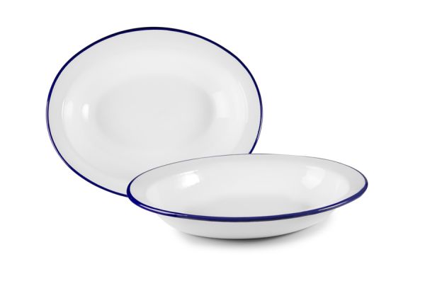 طبق بيضوي 32×25 سم من Ibili Blanca - أبيض وأزرق