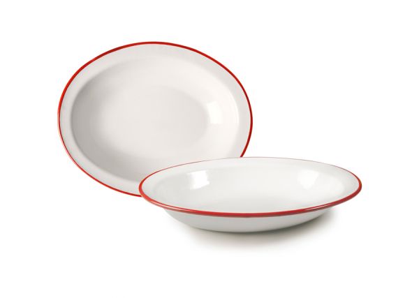 Ibili Bordeaux Oval Plate 32×25cm – White & Red Ibili Bordeaux Oval Plate 32×25cm – White & Red