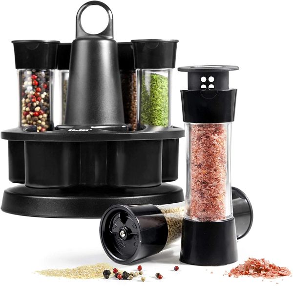 Ibili 6 Spice Jars Set with Rotating Stand – Kitchen Organizer Ibili 6 Spice Jars Set with Rotating Stand – Kitchen Organizer