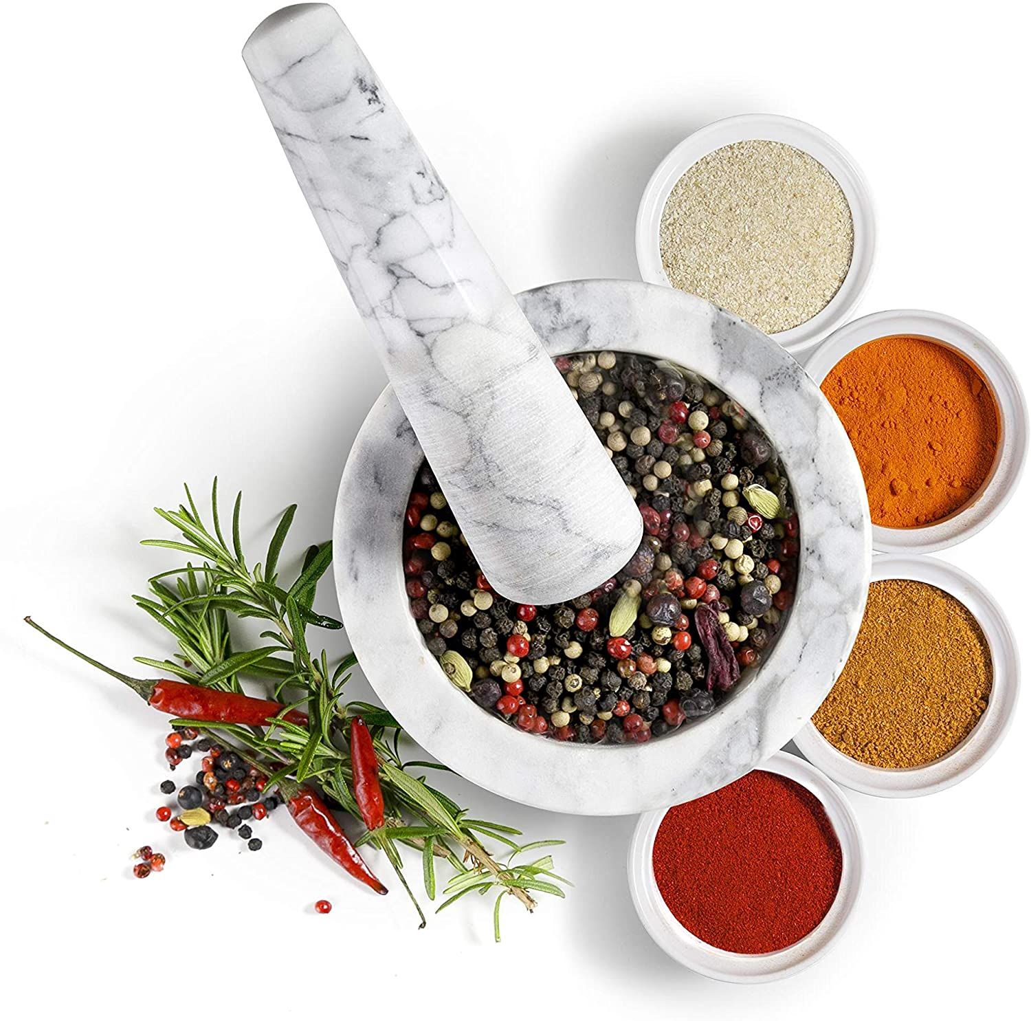 Ibili Marble Mortar – Durable Herb & Spice Grinder