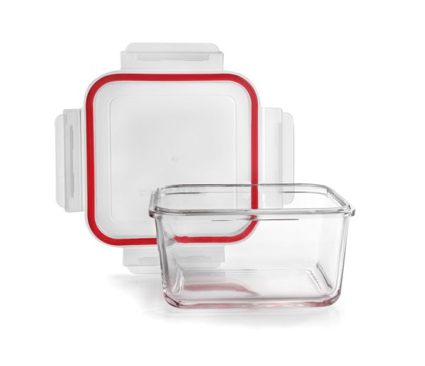 Ibili Glass Food Container 1000ml – Red, Durable
