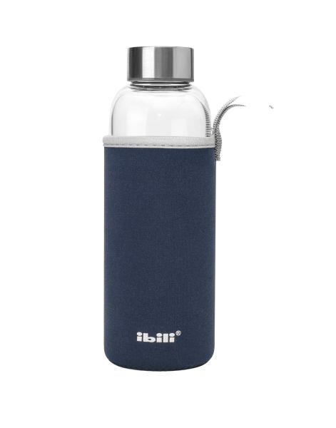 Ibili Glass Bottle 420ml - Stylish Navy Design Ibili Glass Bottle 420ml - Stylish Navy Design