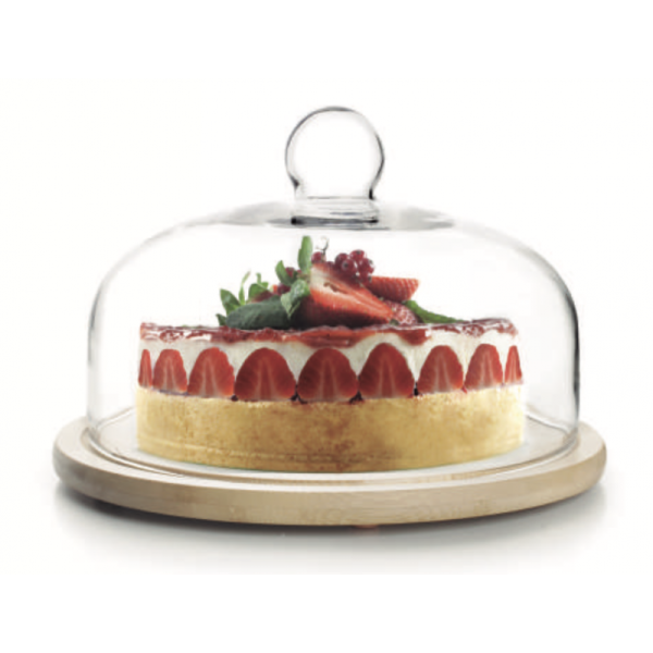 Ibili 26cm Cake Container with Glass & Bamboo Lid – Stylish & Practical